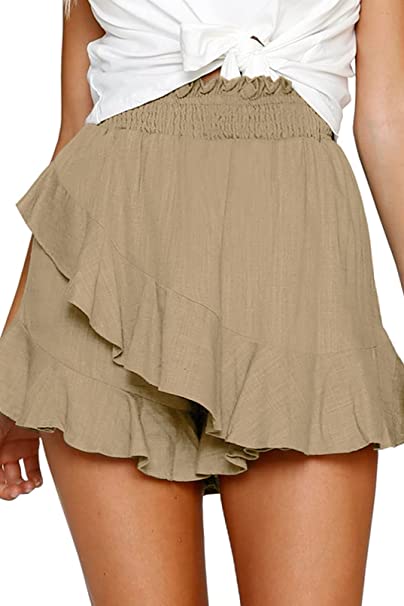 Skorts Skirts for Women Skater Mini Wrap Skirt Beach Flowy Linen Cotton High Waisted Shorts for Summer